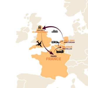 Carte de la mobilité Mobilité Européenne Février 2025 - Belgique, Pays-Bas, Angleterre